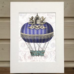 Hot air balloon decor - Baroque Balloon with Temple - Hot air balloon print home decor wall decor Hot air balloon wall art bedroom decor