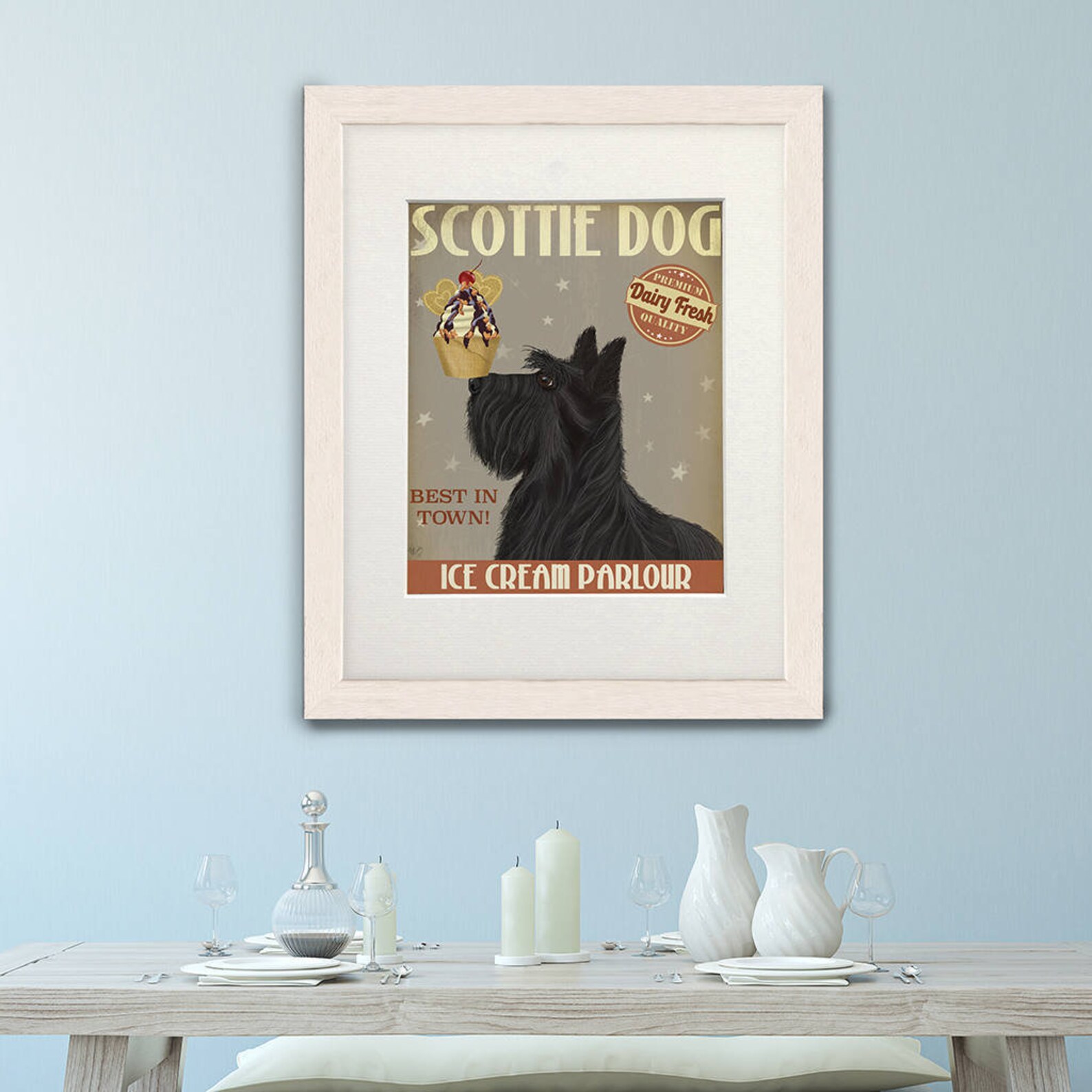 Scottie Dog Scottish Terrier Ice Cream Scottish Art Scotty Etsy