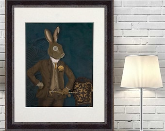 Dapper Hare Giclée Art Print – Country Home Decor