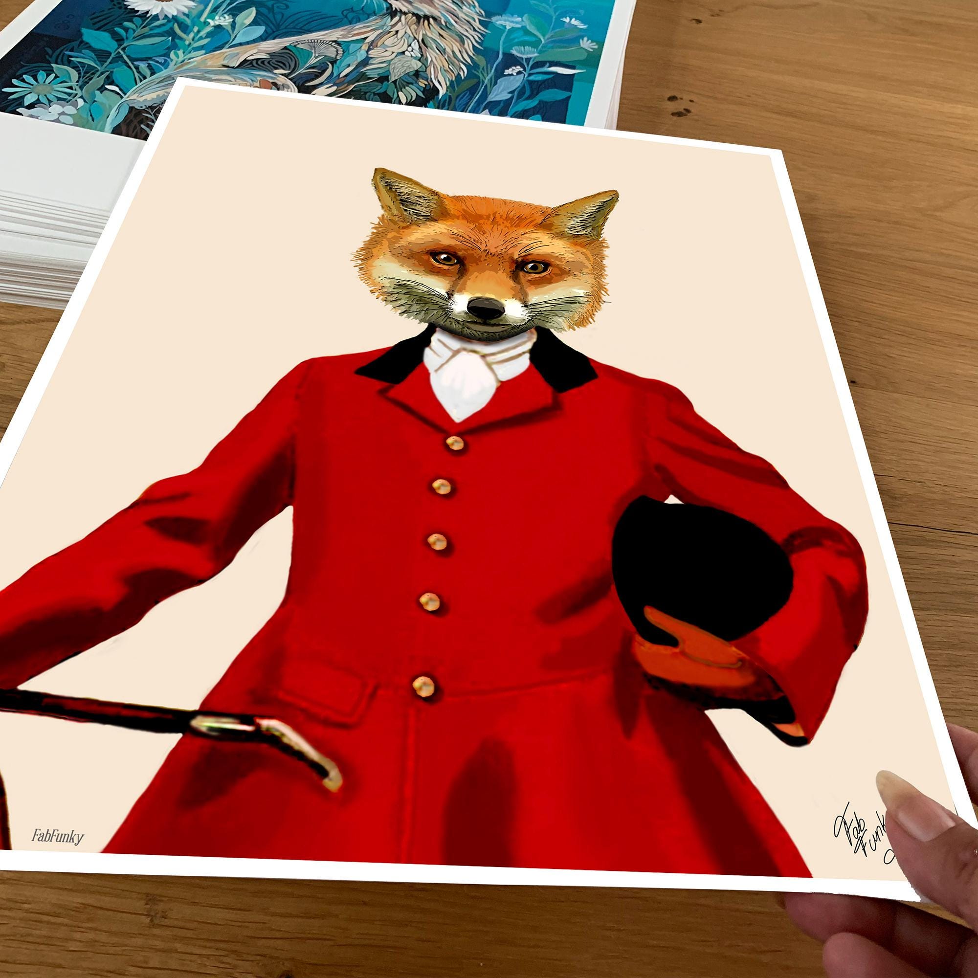Fox Hunt Art Print, Vintage Style Woodland Animal Decor - Etsy