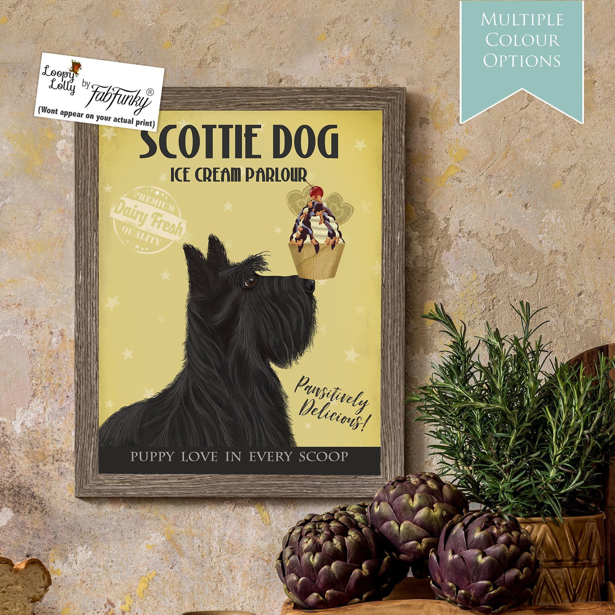 スコティッシュ・テリアのアイスクリームアートプリント：スコッティ