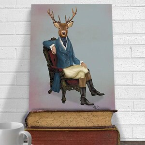 The Distinguished Deer -  Regency Style Animal Art Print, Jane Austin Style Print, Deer illustration Deer print stag gift for men him