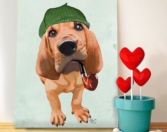 Bloodhound print Illustration Poster dog Painting Wall Decor Wall hanging Wall Art gift dog lover pet