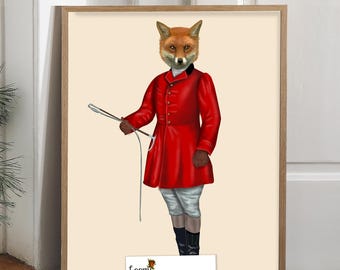 Fox Hunter Art Print – Equestrian Red Fox Decor