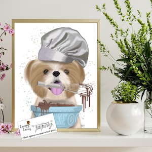 Shih tzu art - Shihtzu baker dog - Tzus dog Shihtzu dog gift Funny dog print Cute dog art Dog print poster Nursery dog art Painting of dog