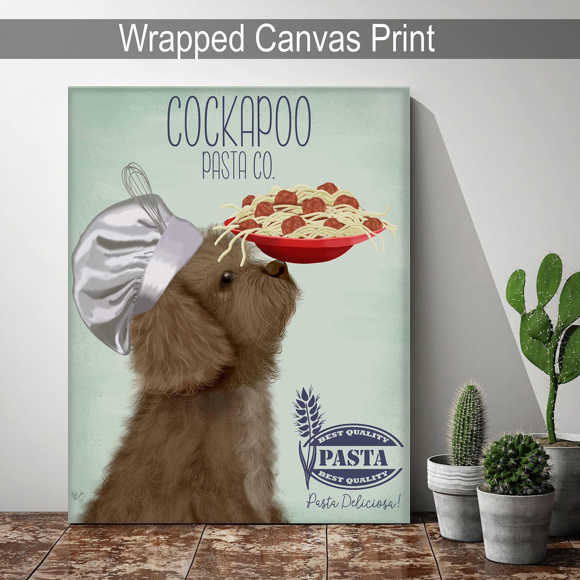 Cockapoo Kitchen Brown Cockapoo Art Print, Funny Dog With Pasta, Kitchen Wall Art - Etsy