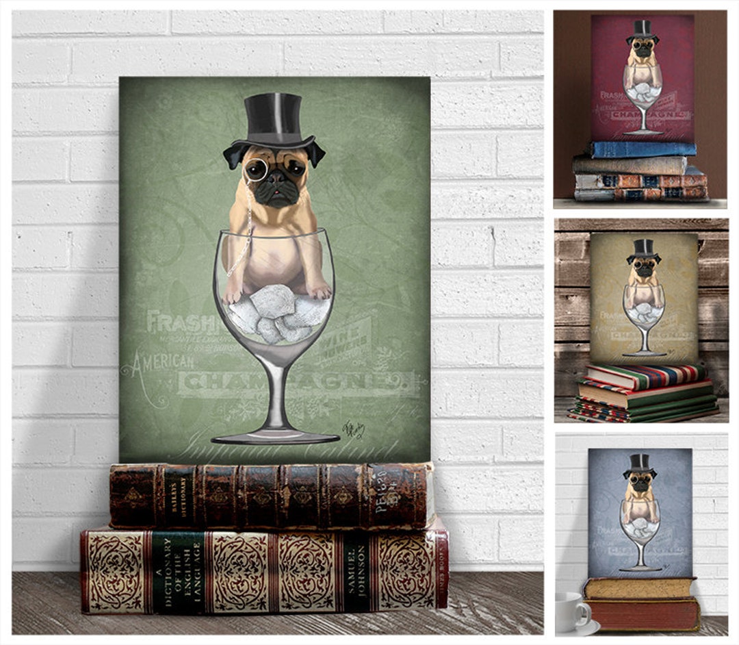Pug Gift Pug in Wine Glass Pug Print Gift for Pug Owner Pug - Etsy