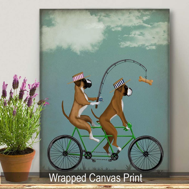 Boxer on tandem Funny gift dad Boxer print Dad fishing gift Funny print Tandem bike Cycling gift Funny gift for boys Funny gift husband image 6