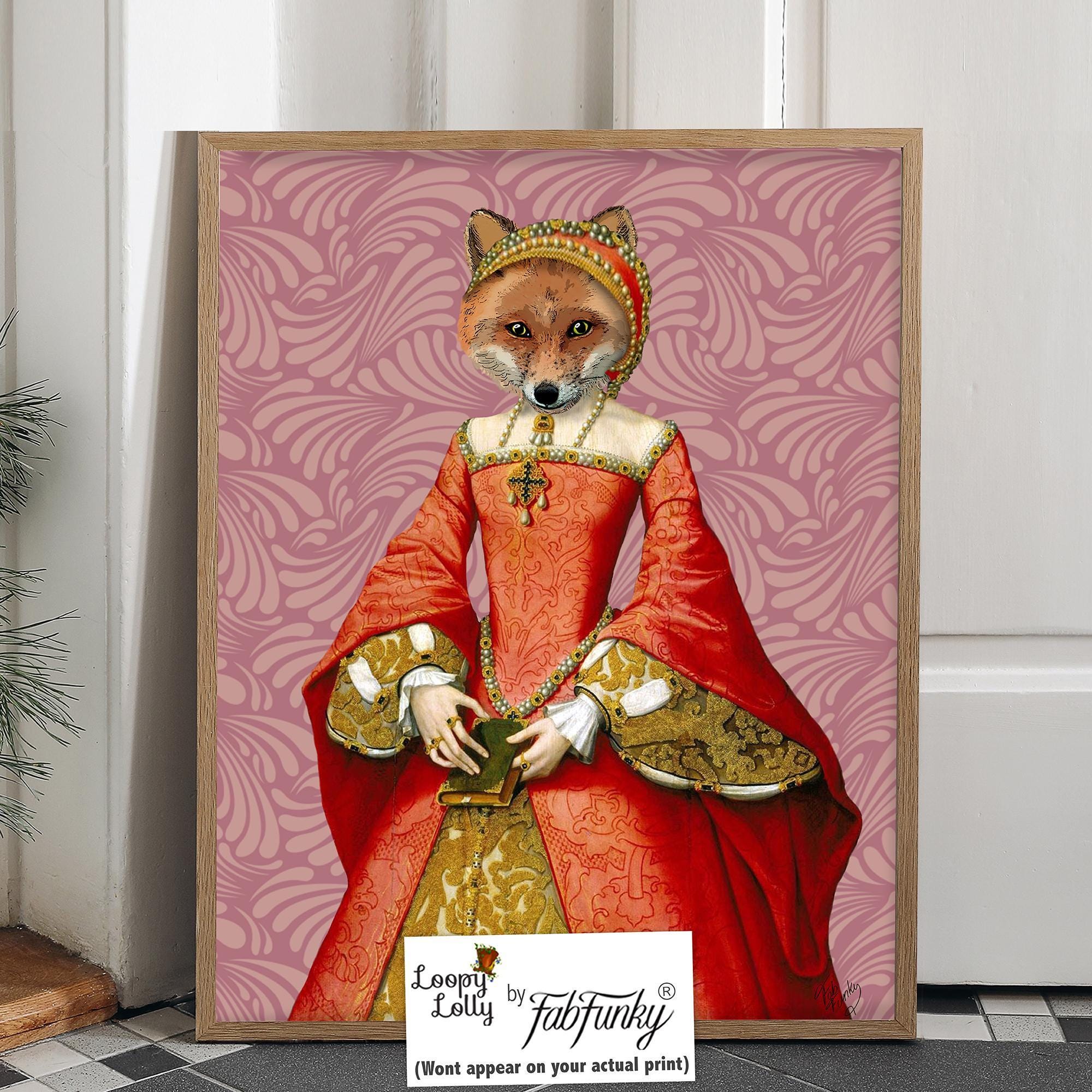 RANI FOX ミンク×フォックスファー レオパード柄 ポンチョ（108）a Fox Queen Art Print, Royal Fox Wall Art, Country Home Decor