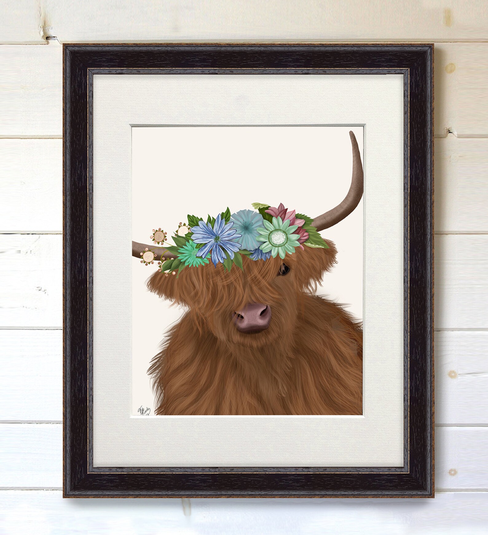 highland cow with flower crown highland cow with flower crown