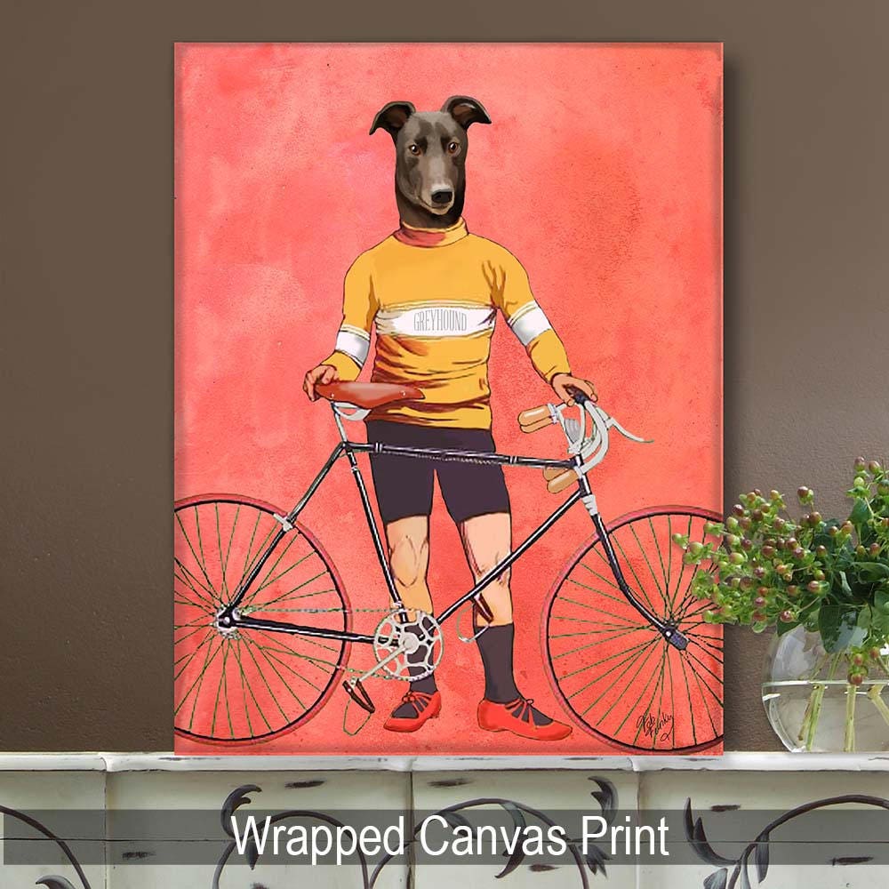 Greyhound Dog on Bike Art Print Wall Art Wall Decor Wall Etsy