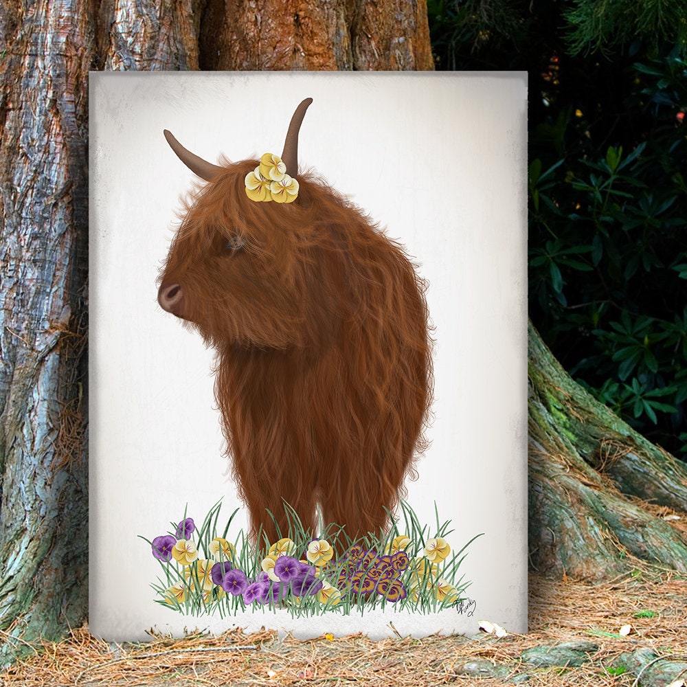 Country kitchen decor Highland Cow Pansy Longhorn Yak Etsy