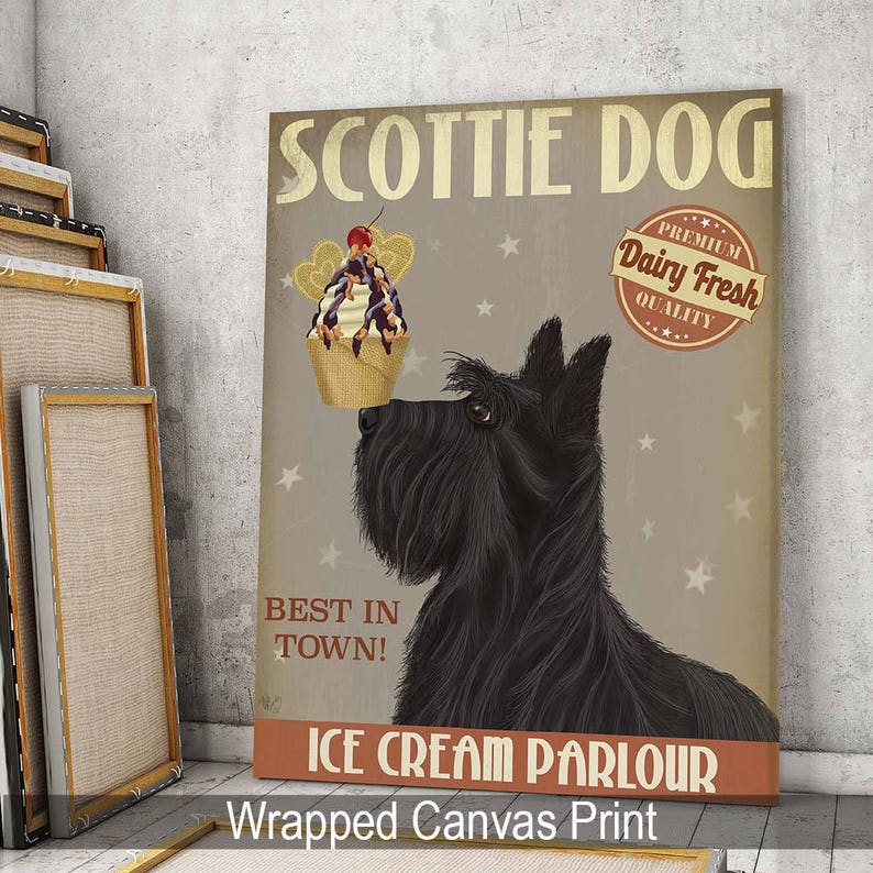 Scottie Dog Scottish Terrier Ice Cream Scottish Art Scotty Etsy