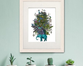 Elephant Print - The Birdcage elephant decor Elephant art elephant gift jungle nursery decor living room decor dining room decor unique art