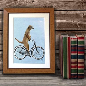 Meerkat & Bicycle  - Bicycle art bicycle print bicycle poster cycling gifts for cyclists cycling art bike poster cyclist art Nerdy gift