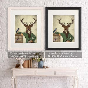Deer poster British wildlife art, Portrait Deer & Bamboo cage - Deer Fine Art Print stag poster stag print digital painting fantasy deer image 5