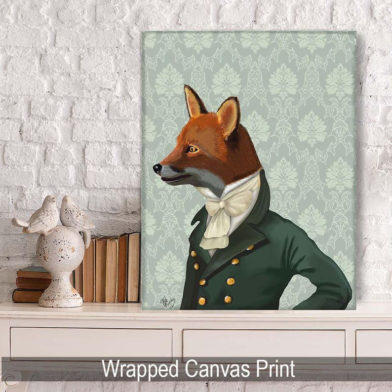 Dandy Fox Portrait Art Print Poster Acrylic Painting Mixed - Etsy