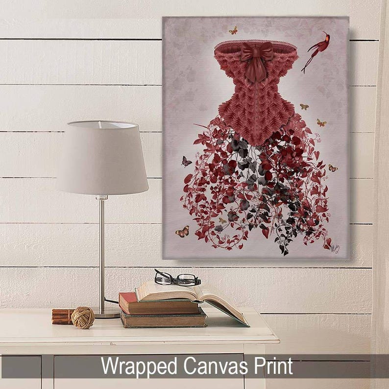 Corset Woodland - whimsical art print woodland decoration marsala room decor rustic bedroom decor master bedroom decor butterfly print image 6