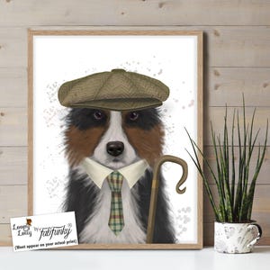 Border Collie Schäferhund - Border Collie Dekor Schottischer Schäferhund Tricolor Collie Hund in Kleidung Poster Hund Geschenk für Papa Lustiger Collie Hund
