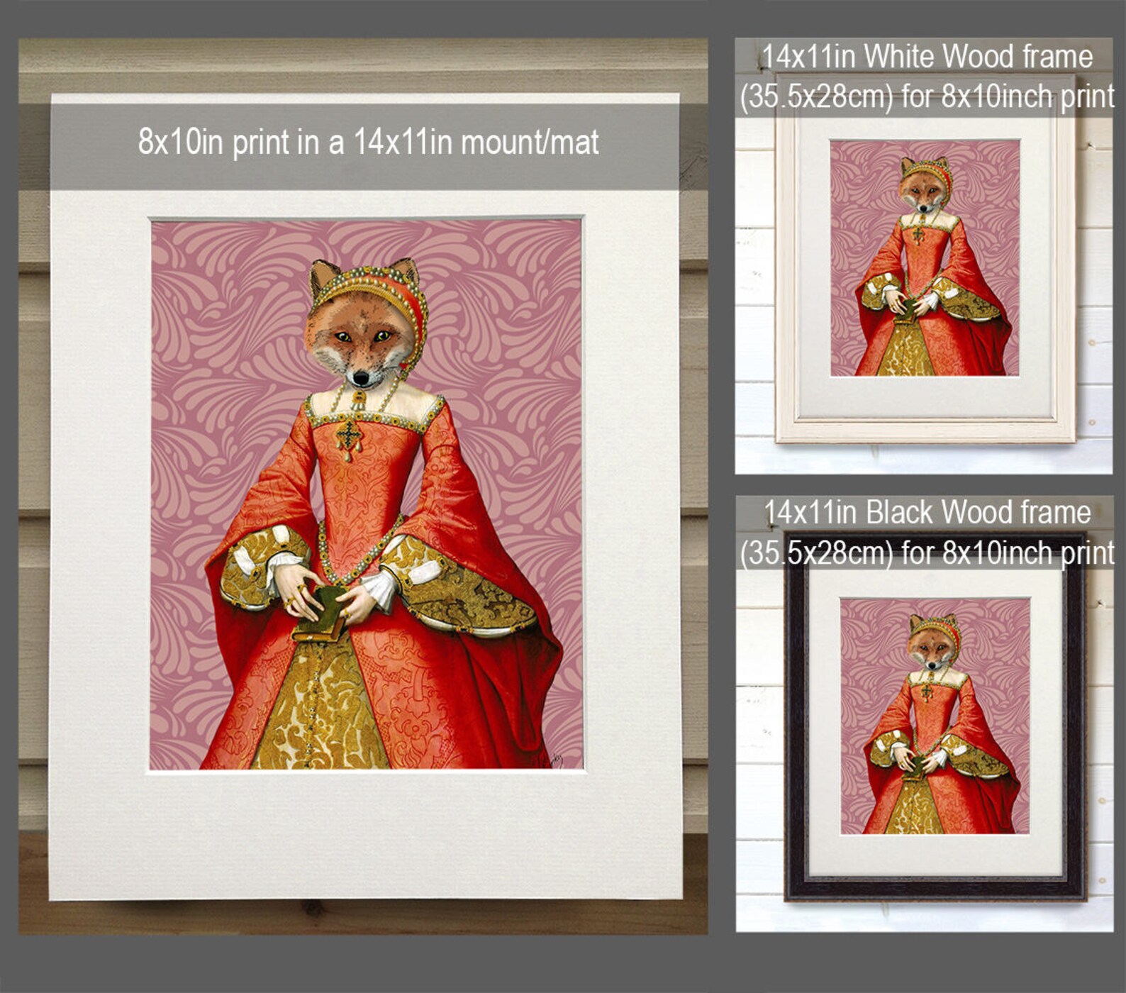 Fox Art Print Fox Queen Fox Canvas Print Family Room Art - Etsy