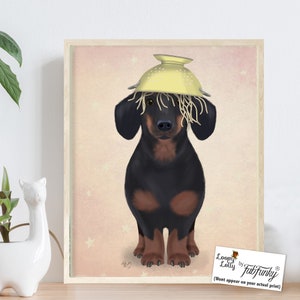 Dachshund print, Dachshund dog gift, Doxie art print, Cute dog painting, Funny dog art, Kitchen poster, Nursery wall art, Framed art print