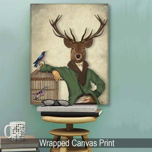 Deer poster British wildlife art, Portrait Deer & Bamboo cage - Deer Fine Art Print stag poster stag print digital painting fantasy deer image 7