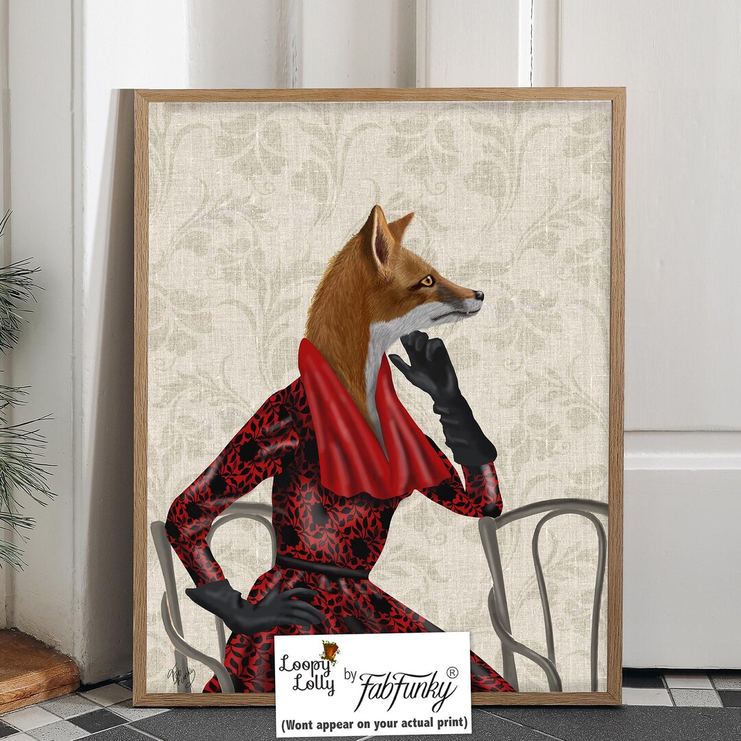 Foxy Lady Art Print Elegant Wall Art Gifts For Women Beautiful Fox 
