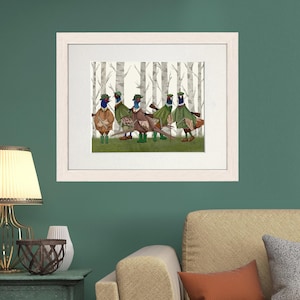 Pheasant Shooting Party Art Print, Gamekeeper Gift, Country Decor