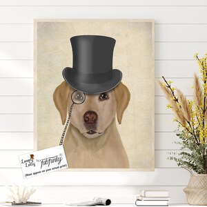 Labrador art print Yellow Labrador gift Classy dog monocle Yellow lab mom yellow lab owner labrador print yellow lab gift labrador retriever