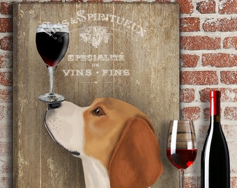 Beagle canvas art print - Dog Au Vin  Beagle canvas print dog canvas print dog wall art cute gift for friend wine lover large canvas