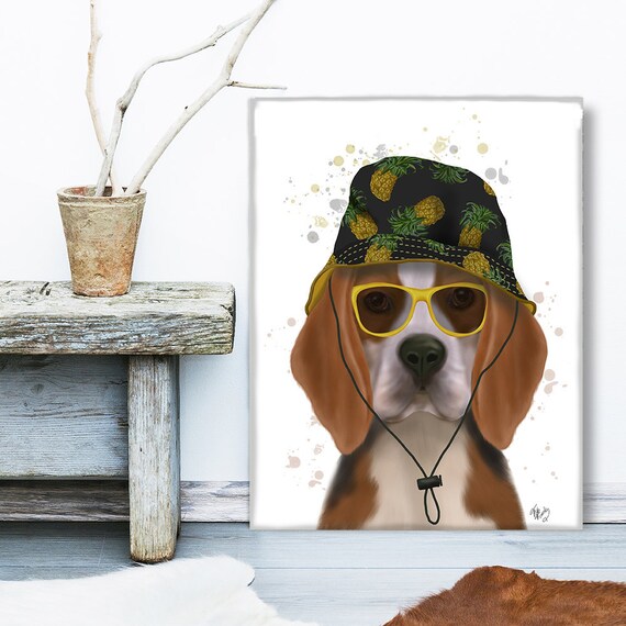 Buy Beagle Dog in Hat Summer Wall Print Funny Gift for Boys Cool