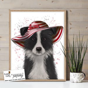 Bild Collie - Border Collie in rot und weiss Schlapphut - Collie Hund Geschenk Border Collie Schottischer Schäferhund Hundeliebhaber Bild vom Hund