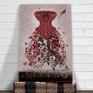 Corset Woodland - whimsical art print woodland decoration marsala room decor rustic bedroom decor master bedroom decor butterfly print image 1