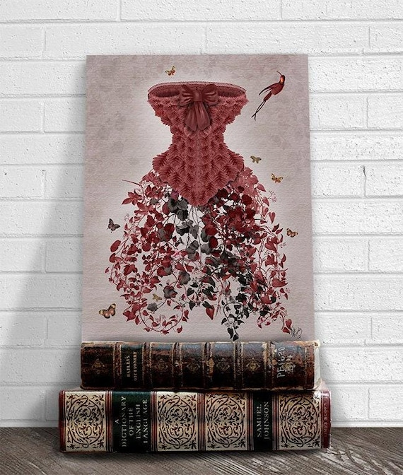 Corset Woodland - whimsical art print woodland decoration marsala room decor rustic bedroom decor master bedroom decor butterfly print