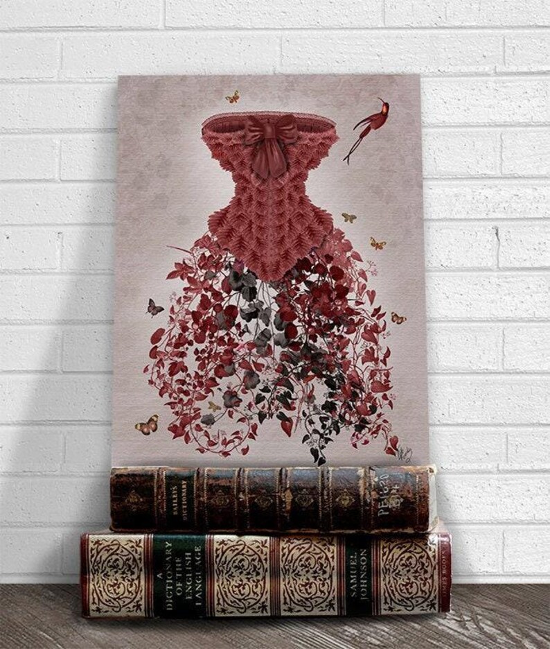 Corset Woodland - whimsical art print woodland decoration marsala room decor rustic bedroom decor master bedroom decor butterfly print image 1