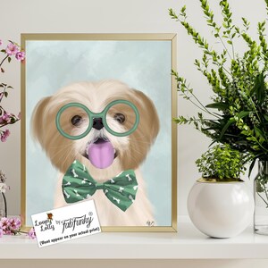 Shihtzu dog gift - Shihtzu with glasses and bowtie - Tzus print Shihtzu owner gift Dog poster Gift for him Funny dog prints Pet lover gift