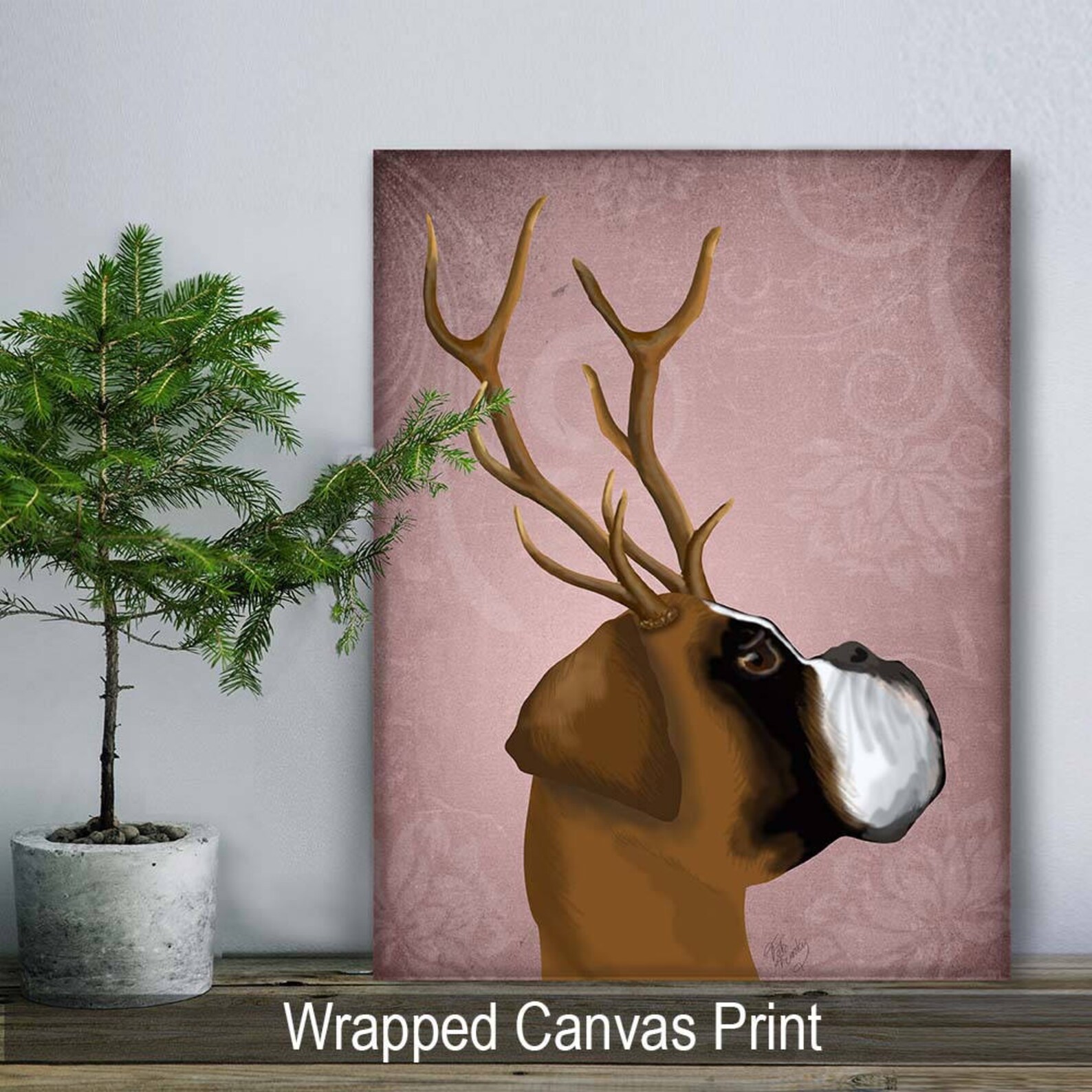 Boxer Print Boxer & Antlers Boxer dog print boxer lover gift Etsy
