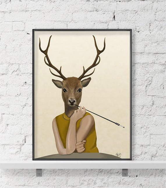 Audrey Hepburn print Dear Audrey Audrey Hepburn picture deer print deer picture deer illustration stag print breakfast at