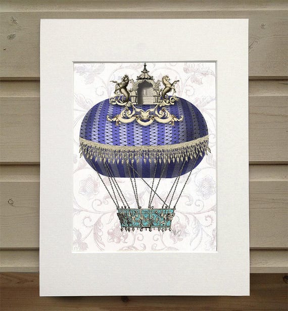 Hot air balloon art Baroque Balloon with Temple, Hot air balloon theme  master bedroom decor bedroom art french style decor country