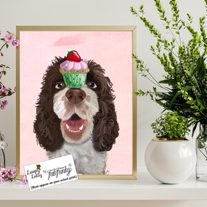 Springer Spaniel with cupcake - springer spaniel print spaniel illustration spaniel picture