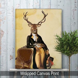 Deer print stag print deer Poster stag poster deer art print gift for mens gift deer art stag art woodland deer canvas Deer & Chair image 4