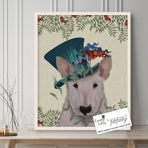 Bull Terrier Print - Milliners Dog - Bull Terrier art Bull Terrier lover English Bull Terrier gift art print under 50 Bull Terrier decor