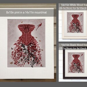 Corset Woodland - whimsical art print woodland decoration marsala room decor rustic bedroom decor master bedroom decor butterfly print image 2
