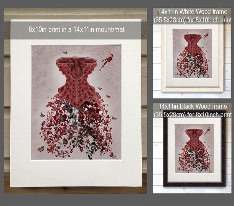 Corset Woodland - whimsical art print woodland decoration marsala room decor rustic bedroom decor master bedroom decor butterfly print image 2