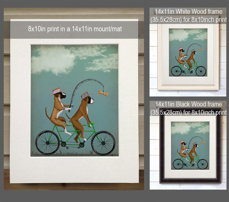 Boxer on tandem Funny gift dad Boxer print Dad fishing gift Funny print Tandem bike Cycling gift Funny gift for boys Funny gift husband image 2