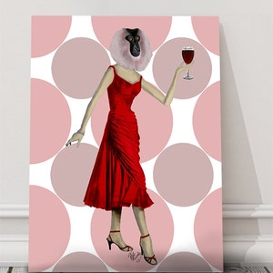 Monkey Red Dress - funny office decor leaving gift leaving present home office decor home bar decor cocktail art cocktail hour kitchen