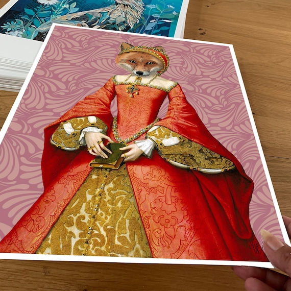 Fox Queen Art Print, Royal Fox Wall Art, Country Home Decor