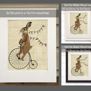 Impression d'art Lapin sur Penny Farthing – Décoration de chambre de bébé fantaisiste image 2