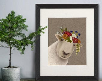 Lamb wall art - Sheep bohemian 2 - Pictures of lambs Sheep picture Sheep print Country style decor Southern charm Cute farm animal Cute lamb