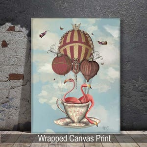 Pink Flamingos Teacup Pink Flamingo print pink Flamingo art print pink Flamingo Poster Nursery Art Kids Rooms hot air balloon wall art image 4